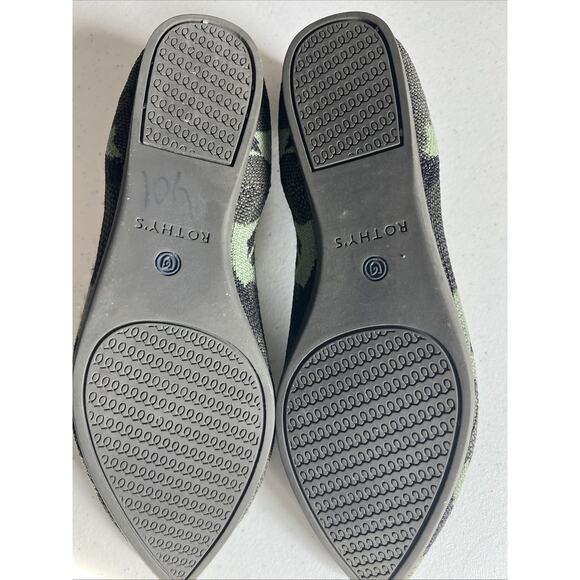 Rothy's Womens Size 6.5 The Point Olive Camo Knit Pointy Toe Ballet Flats green - Picture 4 of 7